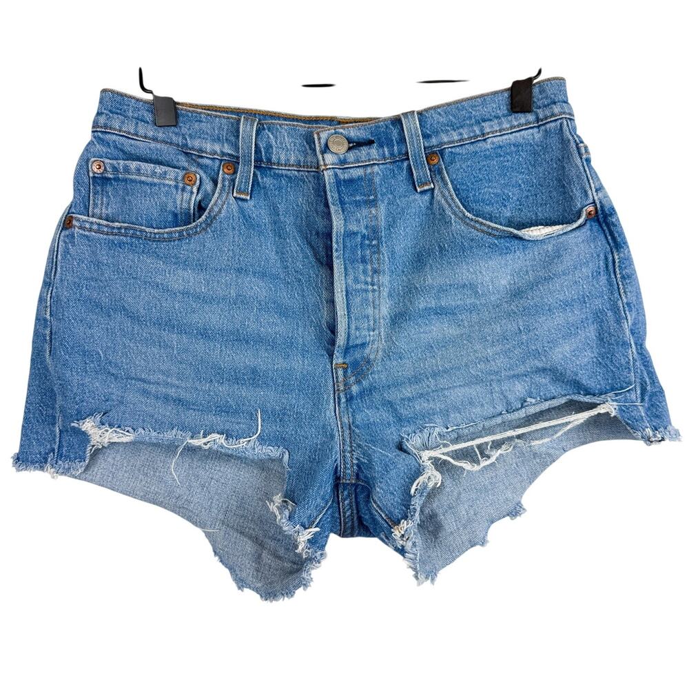 Levi’s 501 High Rise Cut Off Denim Shorts Blue - W29 29